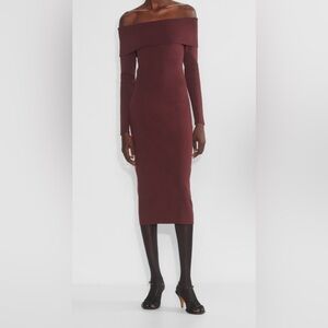 NWT ARITZIA Babaton Sculpt Knit Section Dress In Rich Maroon Size 2XS